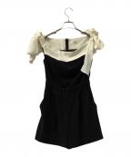 HER LIP TOハーリップトゥ）の古着「オールインワン Two-Tone Ribbon Romper」｜ブラック×ベージュ