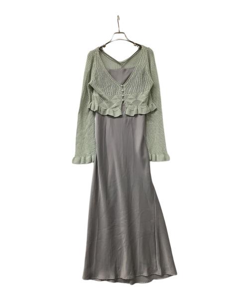 Snidel（スナイデル）Snidel (スナイデル) ワンピース クロシェカーデ&サテンキャミワンピ グリーンの古着・服飾アイテム
