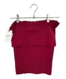HER LIP TO（ハーリップトゥ）の古着「Ruched Off Shoulder Knit Top」｜レッド