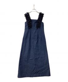 Rirandture（リランドチュール）の古着「ワンピース ショルダーフリルIラインワンピース」｜ネイビー