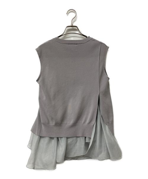 FRAY ID（フレイ アイディー）FRAY ID (フレイ アイディー) ニット ラッフルフリルレイヤーニット グレー サイズ:Fの古着・服飾アイテム