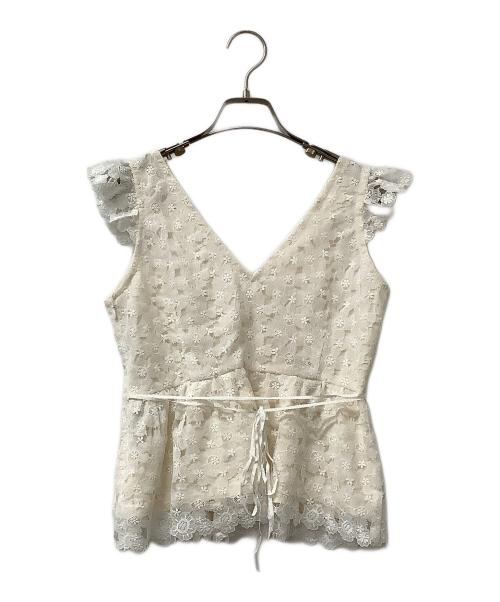 ME&ME COUTURE（ミーアンドミークチュール）ME&ME COUTURE (ミーアンドミークチュール) ブラウス ケミカルレースブラウス ホワイトの古着・服飾アイテム