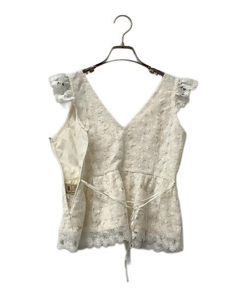 ME&ME COUTURE（ミーアンドミークチュール）ME&ME COUTURE (ミーアンドミークチュール) ブラウス ケミカルレースブラウス ホワイトの古着・服飾アイテム