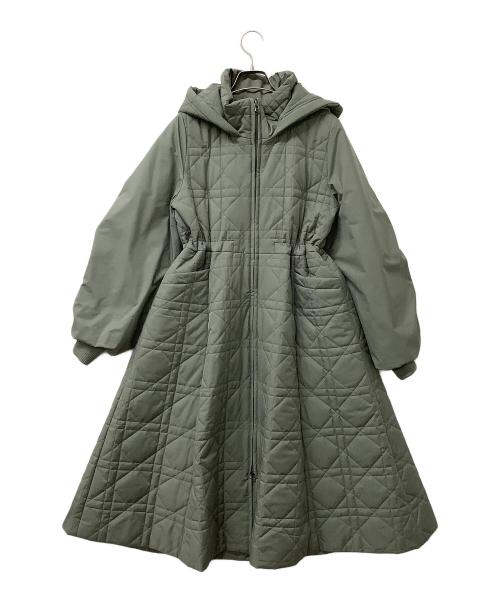 RUIRUE BOUTIQUE（ルイルエブティック）RUIRUE BOUTIQUE (ルイルエブティック) キルティングコート2WAYシルエット ミックスステッチ・フーディーパテッドコート グリーン サイズ:Sの古着・服飾アイテム