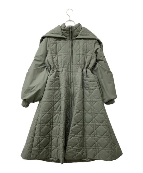 RUIRUE BOUTIQUE（ルイルエブティック）RUIRUE BOUTIQUE (ルイルエブティック) キルティングコート2WAYシルエット ミックスステッチ・フーディーパテッドコート グリーン サイズ:Sの古着・服飾アイテム