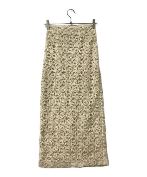 anuans（アニュアンス）anuans (アニュアンス) スカート リボンエンブロイダリーストレートスカート ベージュ サイズ:Sの古着・服飾アイテム