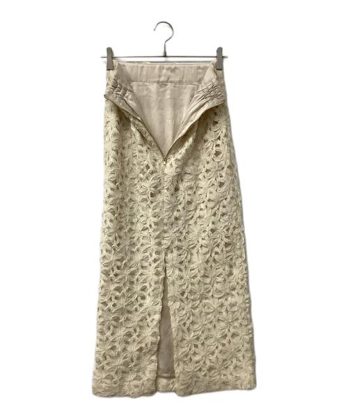 anuans（アニュアンス）anuans (アニュアンス) スカート リボンエンブロイダリーストレートスカート ベージュ サイズ:Sの古着・服飾アイテム