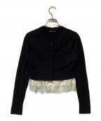 YOKO CHANヨーコチャン）の古着「カーディガン 薄手カーディガン 裾レース ボレロ」｜ブラック×ホワイト
