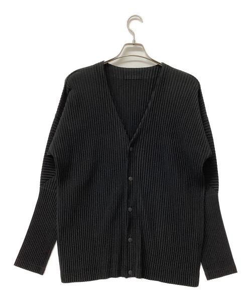 HOMME PLISSE ISSEY MIYAKE（オム プリッセ イッセイ ミヤケ）HOMME PLISSE ISSEY MIYAKE (オム プリッセ イッセイ ミヤケ) 薄手カーディガン プリーツカーディガン ブラック サイズ:3の古着・服飾アイテム