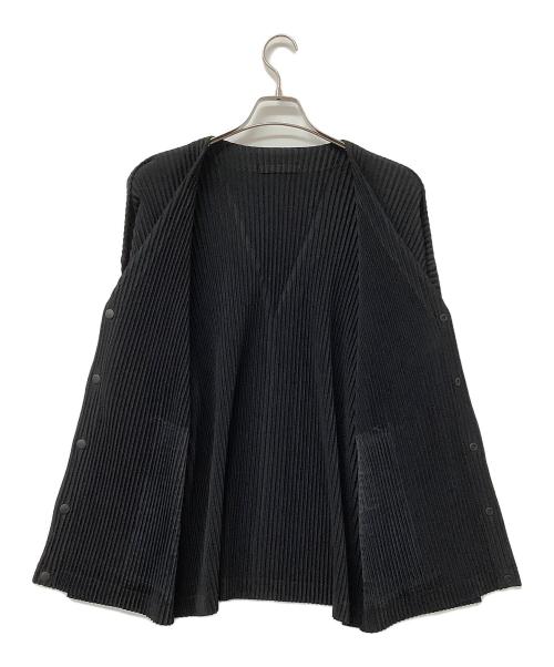 HOMME PLISSE ISSEY MIYAKE（オム プリッセ イッセイ ミヤケ）HOMME PLISSE ISSEY MIYAKE (オム プリッセ イッセイ ミヤケ) 薄手カーディガン プリーツカーディガン ブラック サイズ:3の古着・服飾アイテム