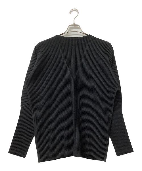 HOMME PLISSE ISSEY MIYAKE（オム プリッセ イッセイ ミヤケ）HOMME PLISSE ISSEY MIYAKE (オム プリッセ イッセイ ミヤケ) 薄手カーディガン プリーツカーディガン ブラック サイズ:3の古着・服飾アイテム