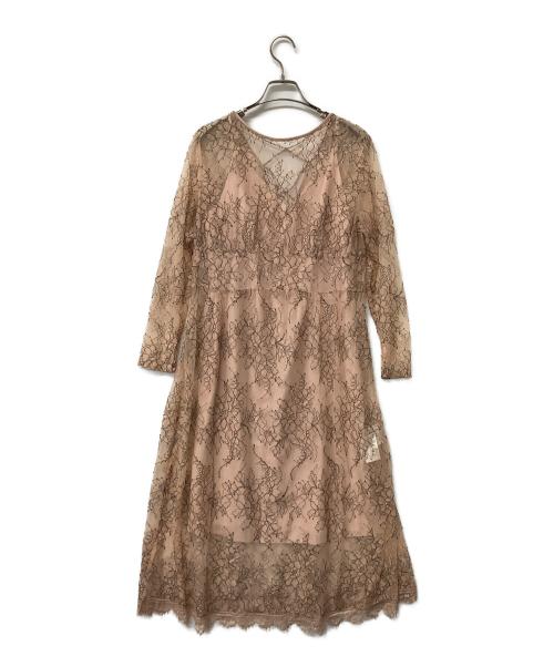 Snidel（スナイデル）Snidel (スナイデル) 長袖ワンピース レースIラインワンピース ピンク サイズ:Fの古着・服飾アイテム