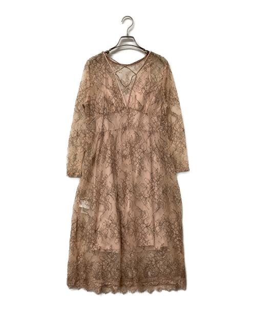 Snidel（スナイデル）Snidel (スナイデル) 長袖ワンピース レースIラインワンピース ピンク サイズ:Fの古着・服飾アイテム