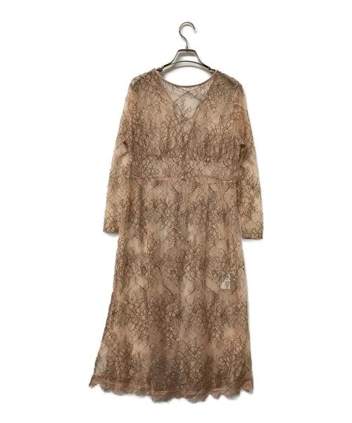 Snidel（スナイデル）Snidel (スナイデル) 長袖ワンピース レースIラインワンピース ピンク サイズ:Fの古着・服飾アイテム