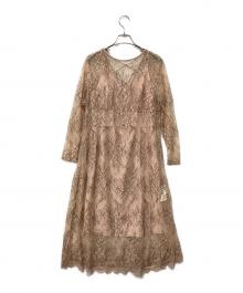 Snidel（スナイデル）の古着「長袖ワンピース レースIラインワンピース」｜ピンク