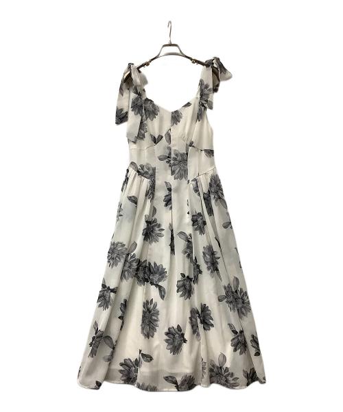 HER LIP TO（ハーリップトゥ）HER LIP TO (ハーリップトゥ) キャミソールワンピース Sunflower-Printed Midi Dress ホワイト×グレー サイズ:Sの古着・服飾アイテム