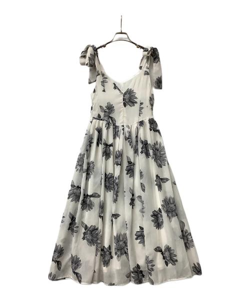 HER LIP TO（ハーリップトゥ）HER LIP TO (ハーリップトゥ) キャミソールワンピース Sunflower-Printed Midi Dress ホワイト×グレー サイズ:Sの古着・服飾アイテム