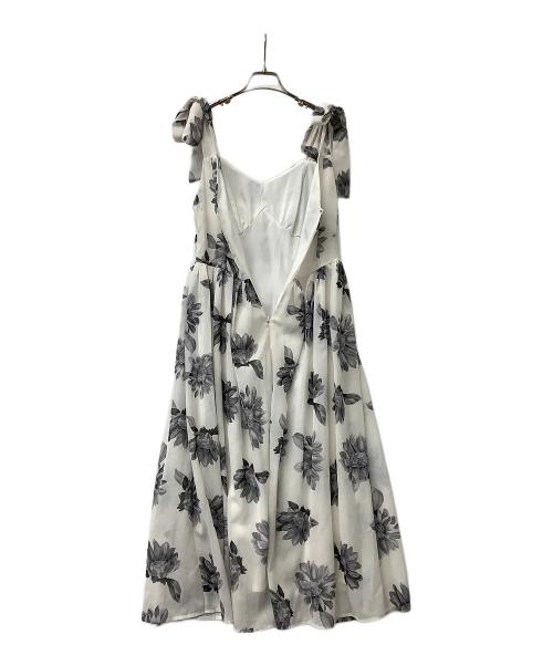 HER LIP TO（ハーリップトゥ）HER LIP TO (ハーリップトゥ) キャミソールワンピース Sunflower-Printed Midi Dress ホワイト×グレー サイズ:Sの古着・服飾アイテム