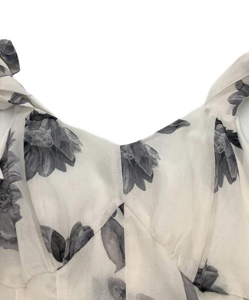 HER LIP TO（ハーリップトゥ）HER LIP TO (ハーリップトゥ) キャミソールワンピース Sunflower-Printed Midi Dress ホワイト×グレー サイズ:Sの古着・服飾アイテム