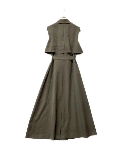 FRAY ID（フレイ アイディー）FRAY ID (フレイ アイディー) ノースリーブワンピース アシメダブルラペルテーラードワンピース オリーブの古着・服飾アイテム