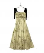 FRAY IDフレイ アイディー）の古着「ワンピース ショルダーリボンフラワーワンピース」｜イエロー