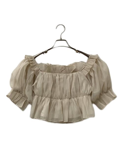 Snidel（スナイデル）Snidel (スナイデル) ブラウス ボリュームギャザーフリルオフショルブラウス ベージュ サイズ:Fの古着・服飾アイテム