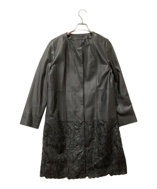 Merfirge（ハヤシグチ）Merfirge (ハヤシグチ) レザーコート ラムレザーデザインコート ブラック サイズ:Mの古着・服飾アイテム