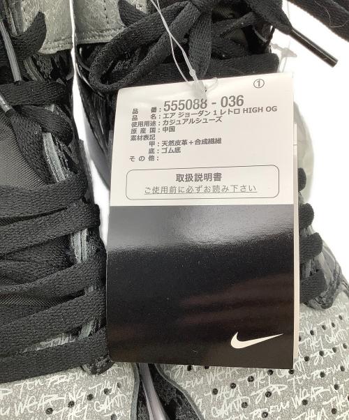 NIKE（ナイキ）NIKE (ナイキ) スニーカー AIR JORDAN 1 HIGH OG ブラック×グレー サイズ:cm 26の古着・服飾アイテム