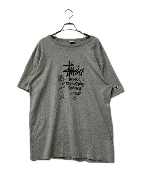 Champion（チャンピオン）Champion (チャンピオン) stussy (ステューシー) 半袖Tシャツ グレー サイズ:XLの古着・服飾アイテム