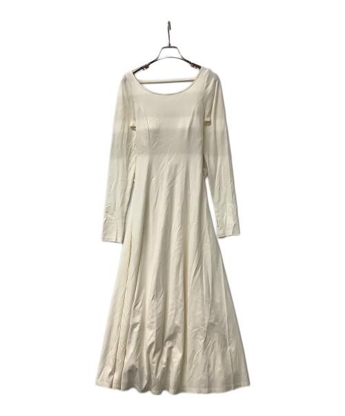 FRAY ID（フレイ アイディー）FRAY ID (フレイ アイディー) 長袖ワンピース バックリボンカットドレス ベージュの古着・服飾アイテム