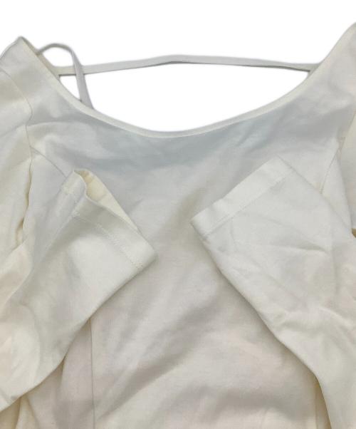 FRAY ID（フレイ アイディー）FRAY ID (フレイ アイディー) 長袖ワンピース バックリボンカットドレス ベージュの古着・服飾アイテム