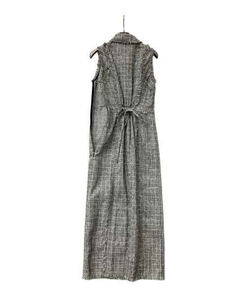 FRAY ID（フレイ アイディー）FRAY ID (フレイ アイディー) ノースリーブワンピース フリンジデザインツイードポロワンピース グレーの古着・服飾アイテム