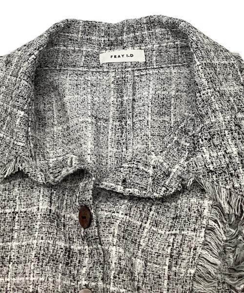 FRAY ID（フレイ アイディー）FRAY ID (フレイ アイディー) ノースリーブワンピース フリンジデザインツイードポロワンピース グレーの古着・服飾アイテム