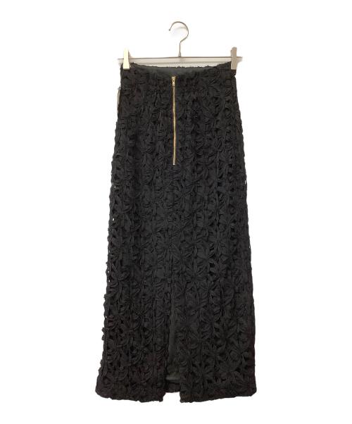 anuans（アニュアンス）anuans (アニュアンス) スカート リボンエンブロイダリーストレートスカート ブラック サイズ:Sの古着・服飾アイテム