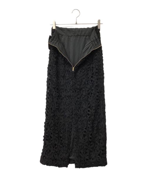 anuans（アニュアンス）anuans (アニュアンス) スカート リボンエンブロイダリーストレートスカート ブラック サイズ:Sの古着・服飾アイテム