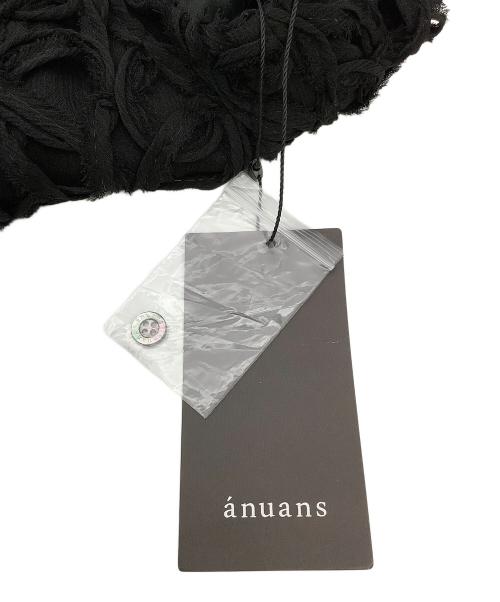anuans（アニュアンス）anuans (アニュアンス) ノースリーブカットソー リボンエンブロイダリーレーストップス ブラック サイズ:Fの古着・服飾アイテム