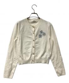 Snidel（スナイデル）の古着「厚手カーディガン フラワーモチーフワンポイントカーデ」｜ホワイト