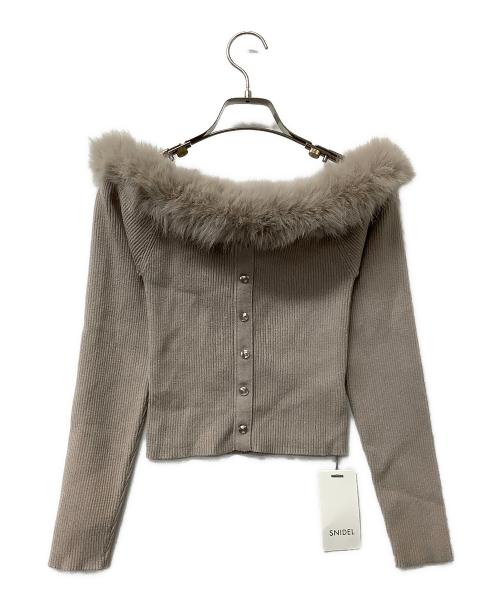 Snidel（スナイデル）Snidel (スナイデル) 厚手ニット Sustainableデコルテファーニットプルオーバー ブラウン サイズ:Fの古着・服飾アイテム