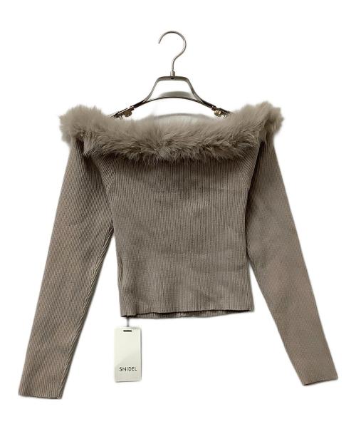 Snidel（スナイデル）Snidel (スナイデル) 厚手ニット Sustainableデコルテファーニットプルオーバー ブラウン サイズ:Fの古着・服飾アイテム