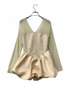 polauraポロ―ラ）の古着「長袖ブラウス ビスチェドッキングバルーントップス」｜オレンジ