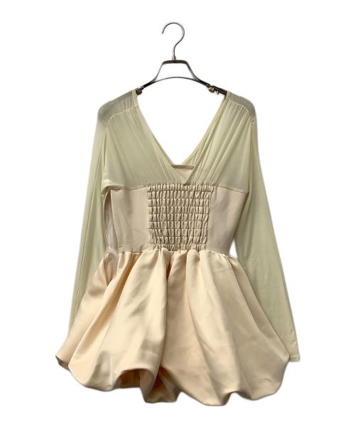 polaura（ポロ―ラ）polaura (ポロ―ラ) 長袖ブラウス ビスチェドッキングバルーントップス オレンジ サイズ:Fの古着・服飾アイテム