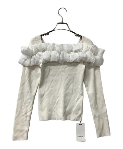 Snidel（スナイデル）Snidel (スナイデル) 厚手ニット デザインフリルニットTOPS ホワイト サイズ:Fの古着・服飾アイテム