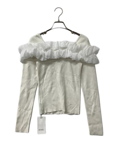 Snidel（スナイデル）Snidel (スナイデル) 厚手ニット デザインフリルニットTOPS ホワイト サイズ:Fの古着・服飾アイテム