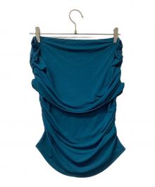 anuans（アニュアンス）の古着「ノースリーブブラウス シアーオフショルギャザーカットトップス」｜ブルー