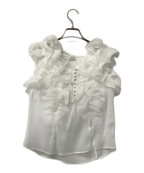 Snidel（スナイデル）Snidel (スナイデル) ノースリーブブラウス Sustainableボリュームフリルブラウス ホワイト サイズ:Fの古着・服飾アイテム