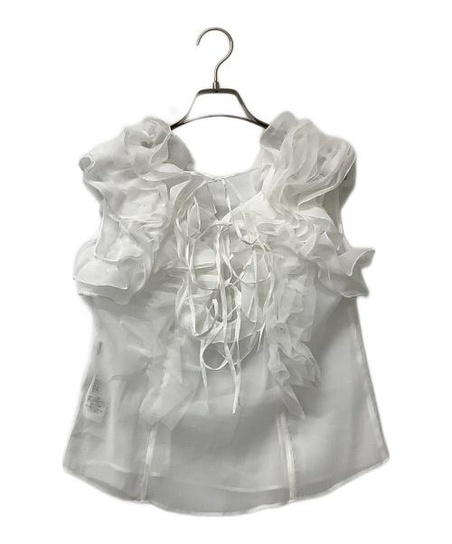 Snidel（スナイデル）Snidel (スナイデル) ノースリーブブラウス Sustainableボリュームフリルブラウス ホワイト サイズ:Fの古着・服飾アイテム