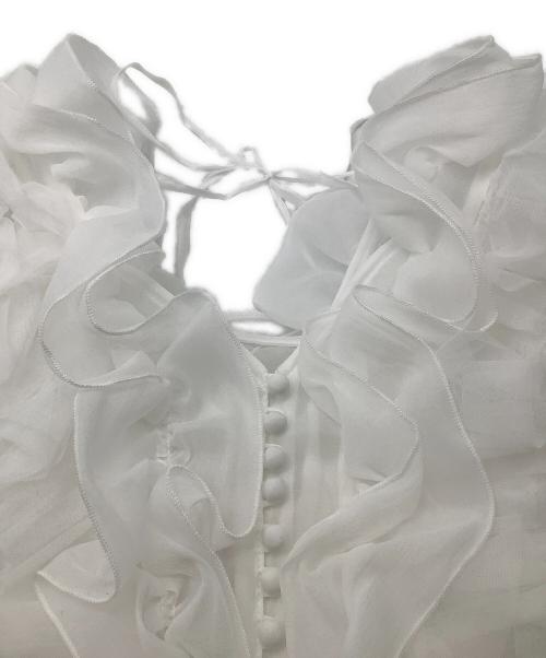 Snidel（スナイデル）Snidel (スナイデル) ノースリーブブラウス Sustainableボリュームフリルブラウス ホワイト サイズ:Fの古着・服飾アイテム