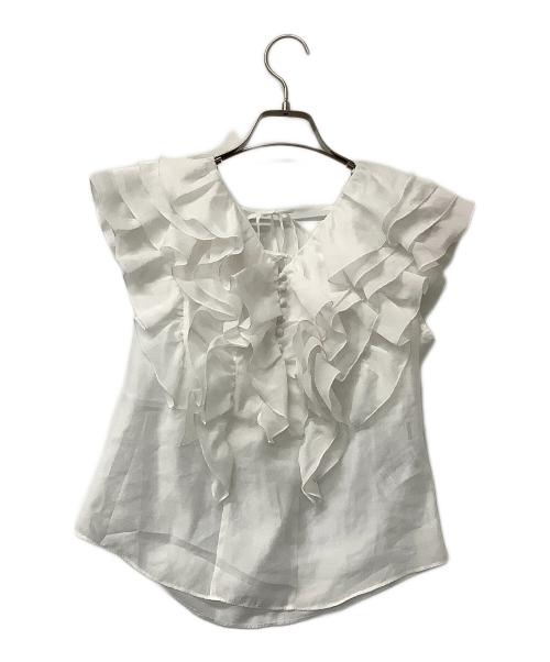 Snidel（スナイデル）Snidel (スナイデル) ノースリーブブラウス バックデザインフリルブラウス ホワイト サイズ:Fの古着・服飾アイテム