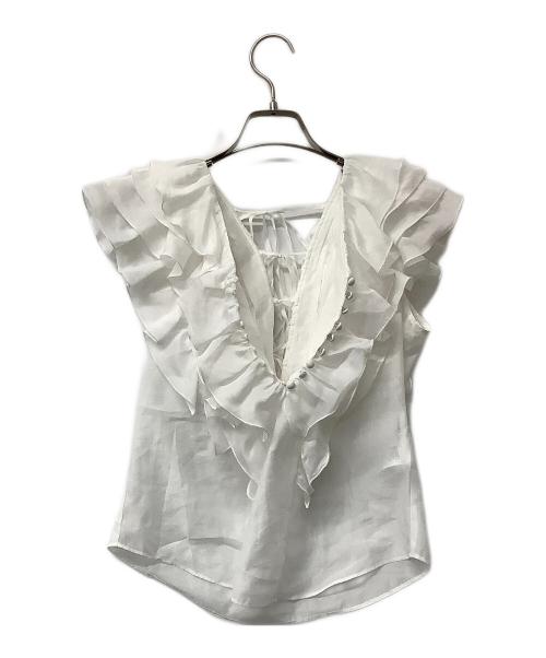 Snidel（スナイデル）Snidel (スナイデル) ノースリーブブラウス バックデザインフリルブラウス ホワイト サイズ:Fの古着・服飾アイテム