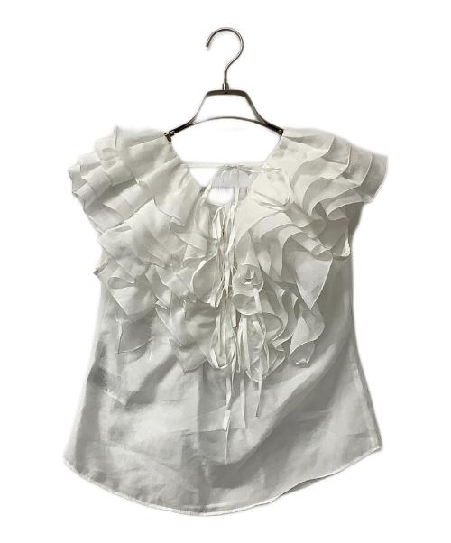 Snidel（スナイデル）Snidel (スナイデル) ノースリーブブラウス バックデザインフリルブラウス ホワイト サイズ:Fの古着・服飾アイテム